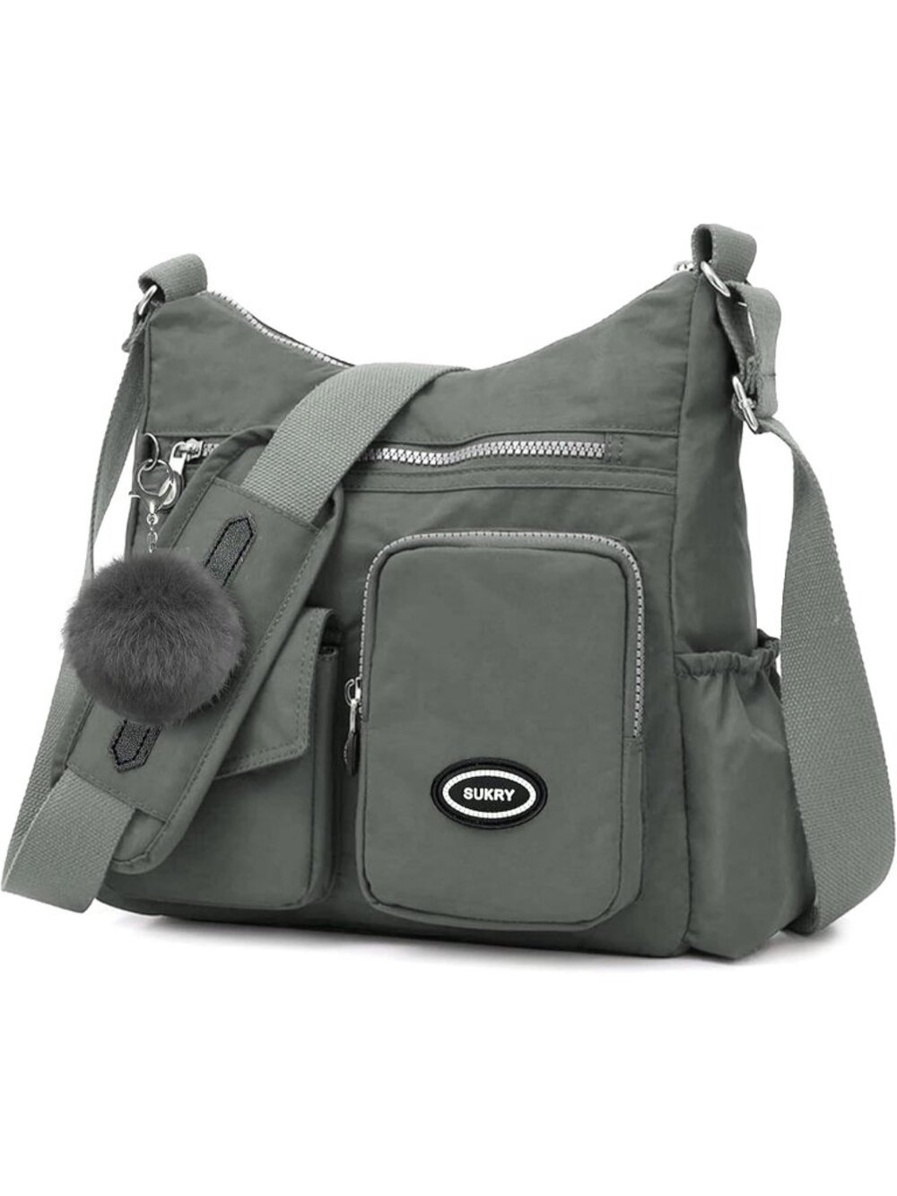 Women's Grey-2 Nylon Crossbody Bag Anti theft RFID Pocket Waterproof Travel Bag